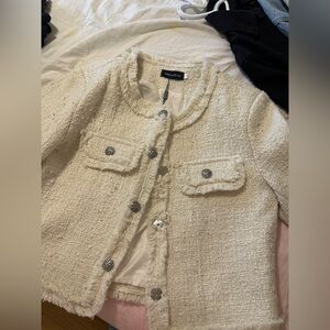 Zara Cream Textured Blazer